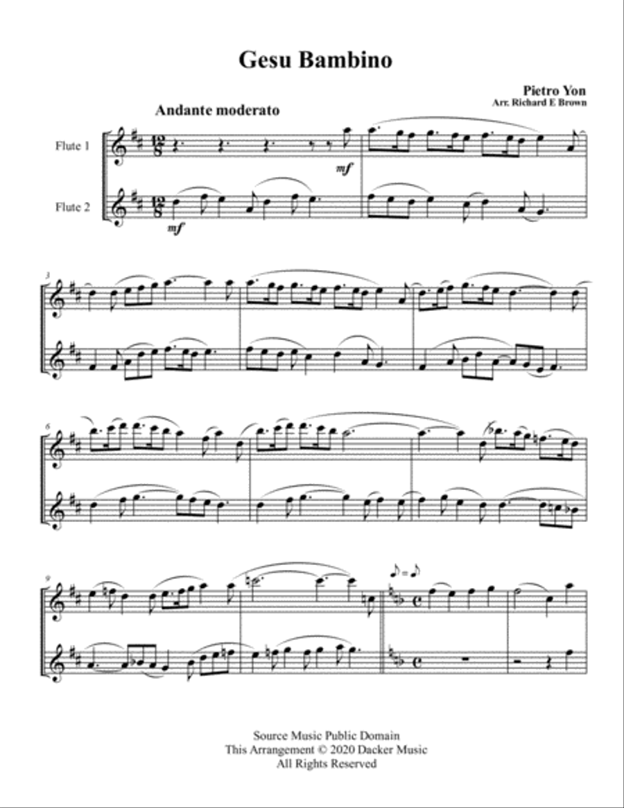 Gesu Bambino - Flute Duo Flute Duet scores gallery preview page 2