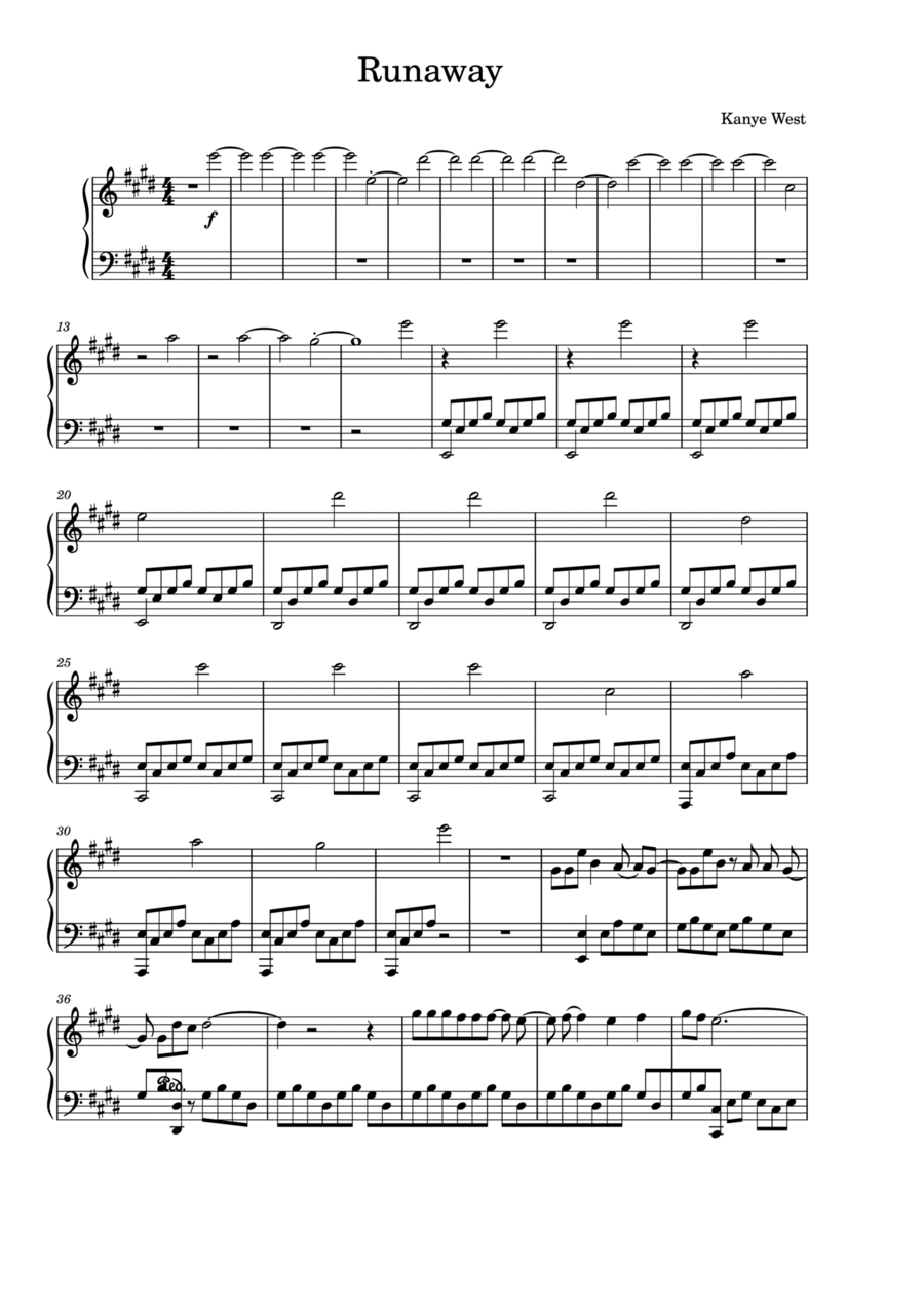 Runaway Piano Solo scores gallery preview page 1
