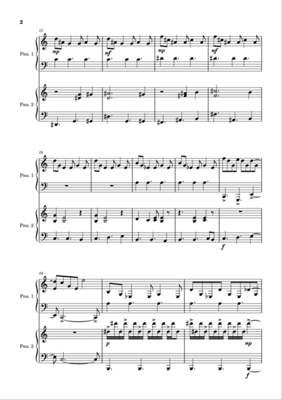 Bridge of Reflections - Movement 1 Moderato 2 Pianos, 4-Hands scores gallery preview page 2