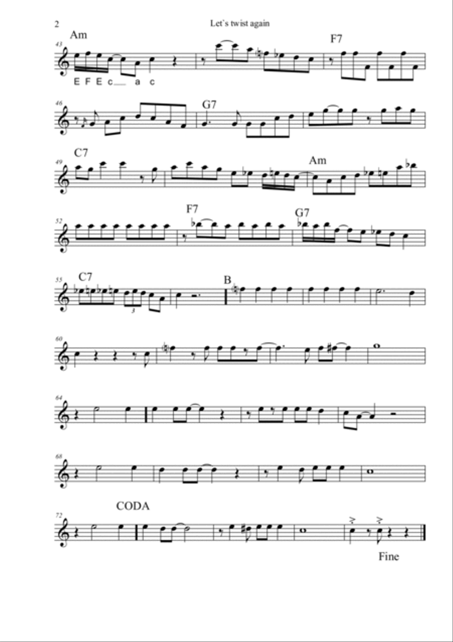 Let's Twist Again Alto Saxophone scores gallery preview page 2