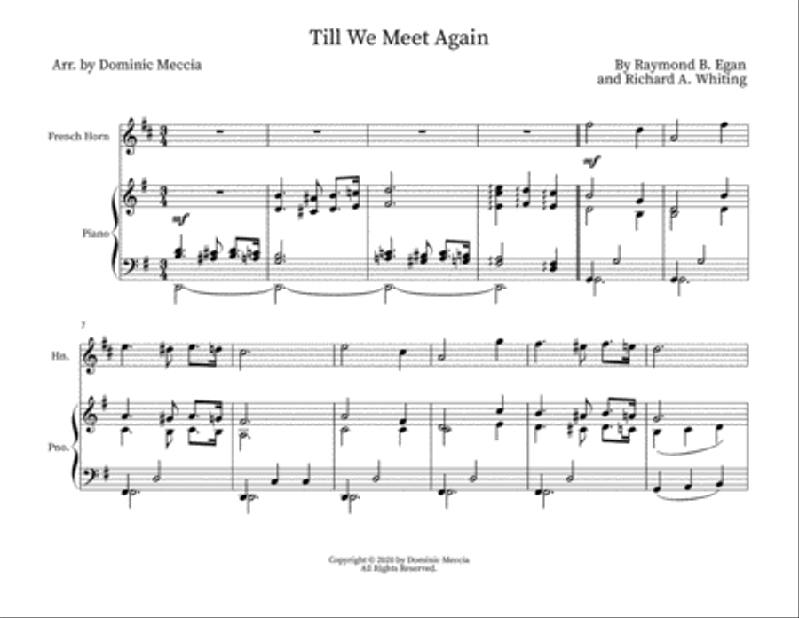 Till We Meet Again Horn scores gallery preview page 1