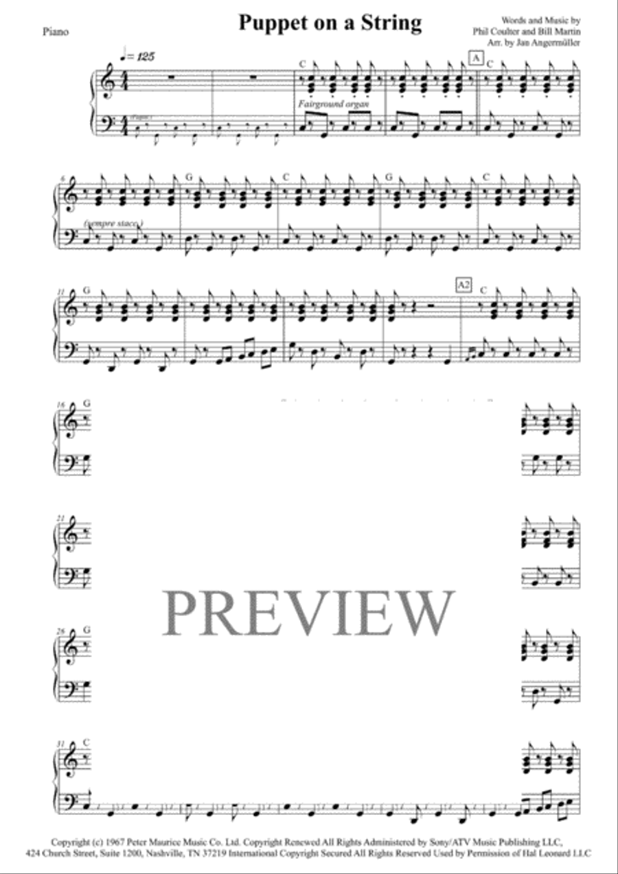 Puppet On A String Puppet On A String Voice scores gallery preview page 1