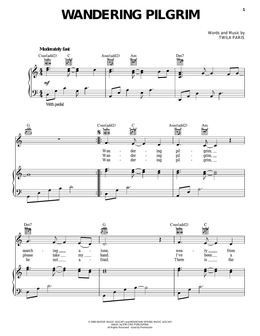 Wandering Pilgrim Wandering Pilgrim Piano, Vocal, Guitar scores gallery preview page 1