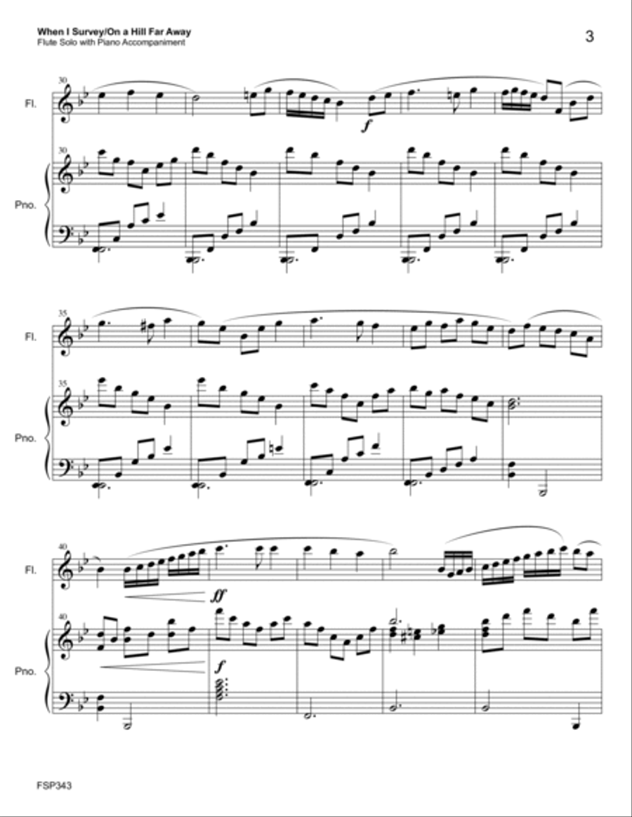 WHEN I SURVEY THE WONDROUS CROSS/ON A HILL FAR AWAY - FLUTE SOLO with Piano (Grade 3) Flute Solo scores gallery preview page 3