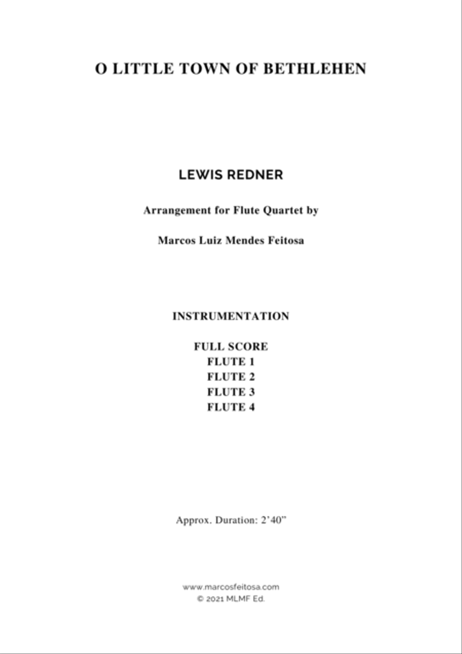 O Little Town of Bethlehem - Flute Quartet Flute Quartet scores gallery preview page 2