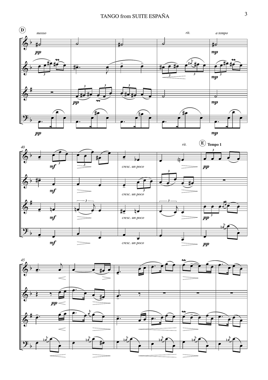 Tango from España Woodwind Quartet scores gallery preview page 3