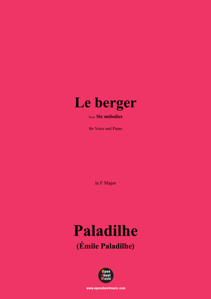 Book cover for Paladilhe-Le berger,in F Major