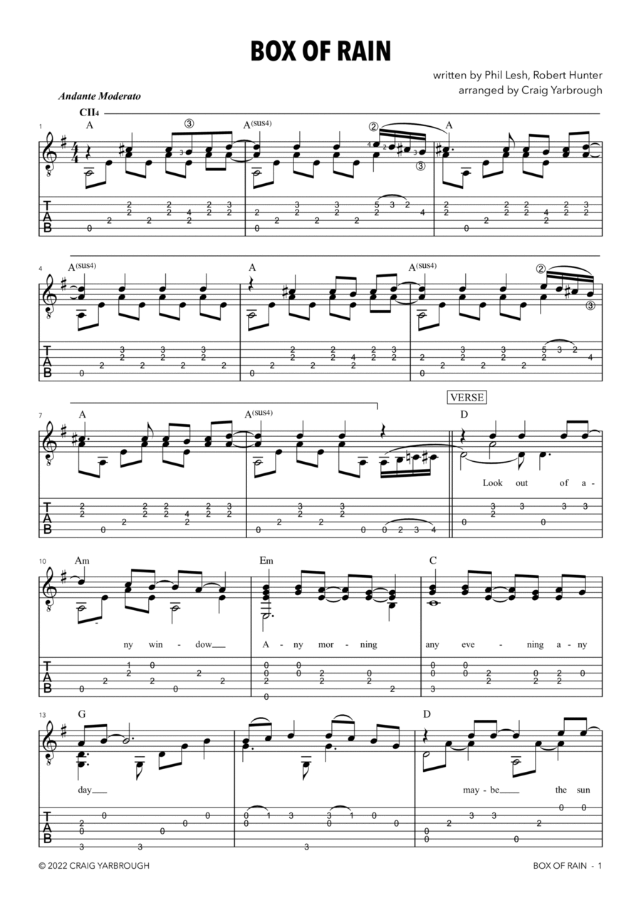 Box Of Rain Acoustic Guitar scores gallery preview page 1
