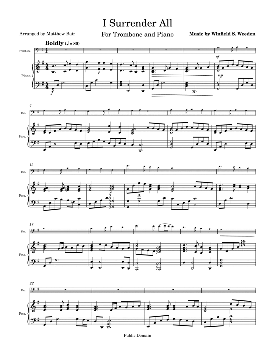 I Surrender All Piano scores gallery preview page 1