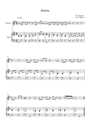 Arietta, Muzio Clementi, For Clarinet & Piano