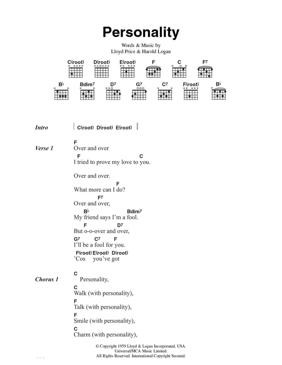 (You've Got) Personality Easy Guitar scores gallery preview page 1