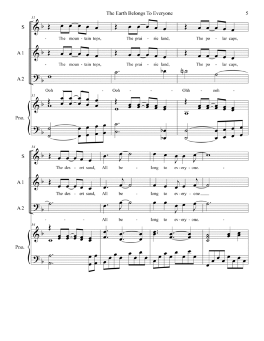 The Earth Belongs to Everyone Choir scores gallery preview page 5