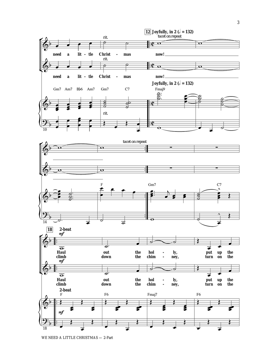 We Need A Little Christmas (from Mame) (arr. Mac Huff) 2-Part scores gallery preview page 2