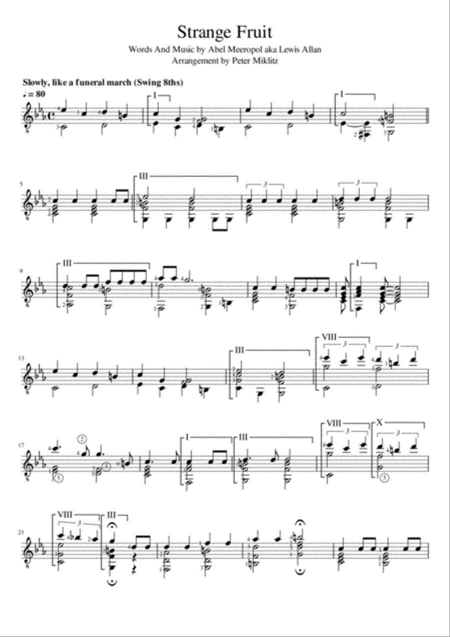 Strange Fruit Electric Guitar scores gallery preview page 1