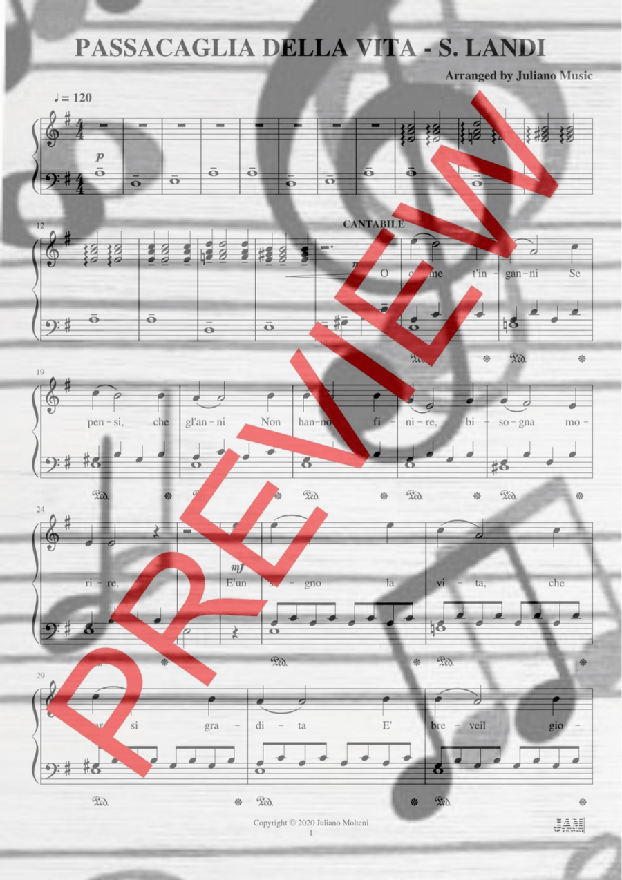 PASSACAGLIA DELLA VITA (EXTRACT - PIANO REDUCTION WITH LYRICS) - S. LANDI Piano, Vocal scores gallery preview page 2