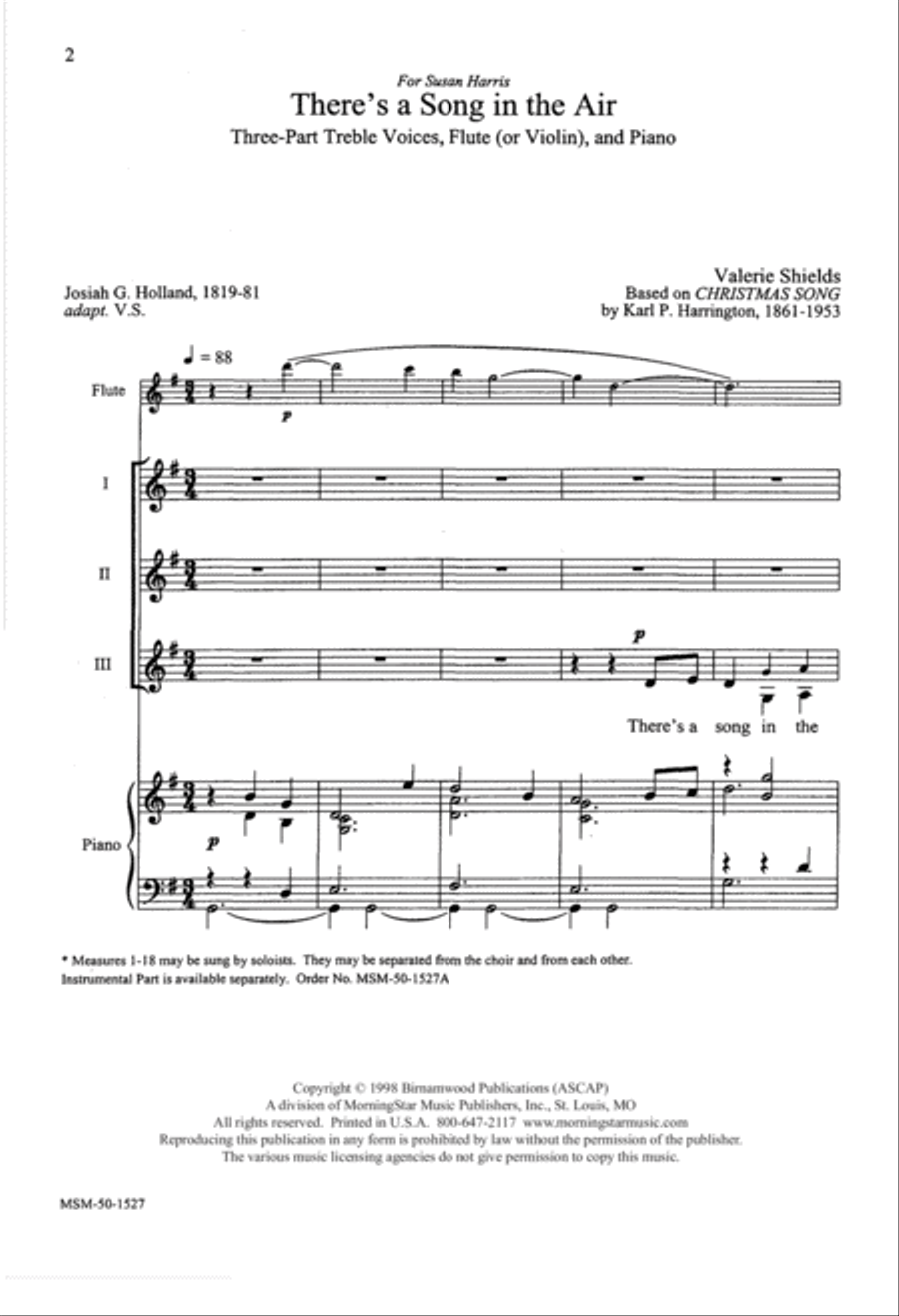 There's a Song in the Air SSA scores gallery preview page 2