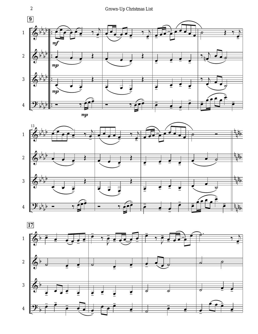 Grown-Up Christmas List Saxophone Quartet scores gallery preview page 3