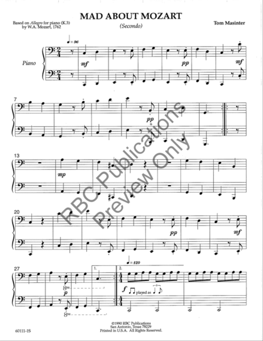 Mad About Mozart Piano Duet Choir scores gallery preview page 3