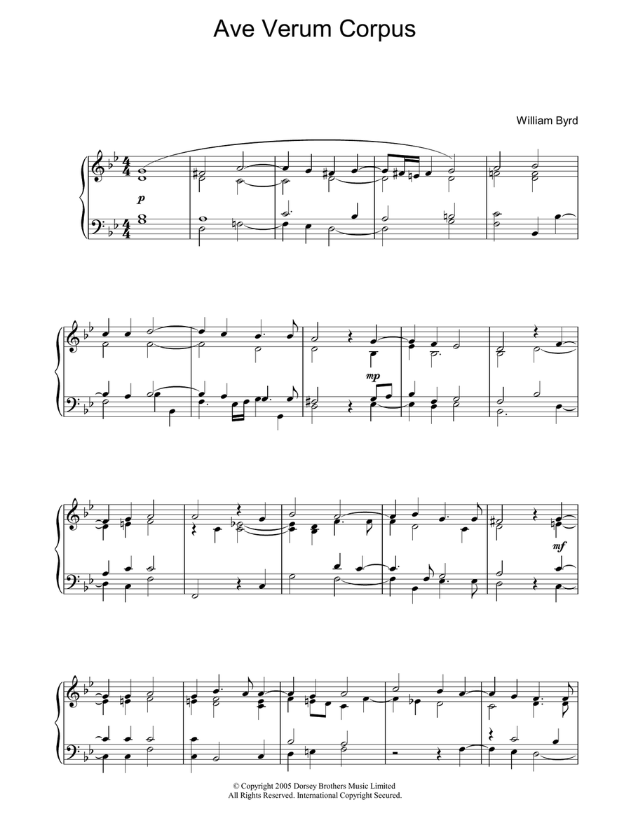 Ave Verum Corpus Ave Verum Corpus Piano Solo scores gallery preview page 1