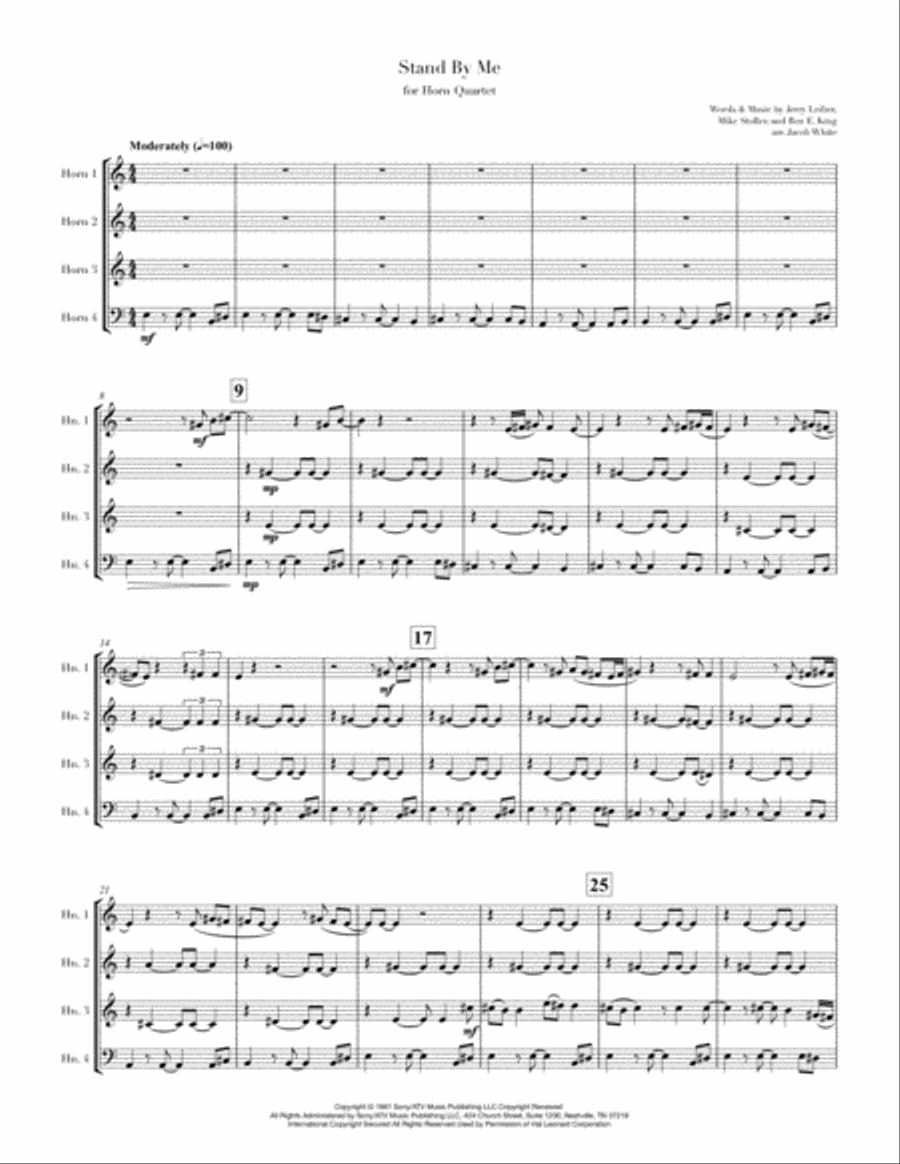 Stand By Me Brass Quartet scores gallery preview page 1