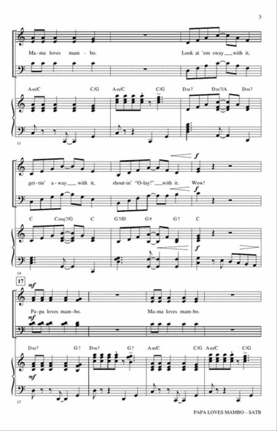 Papa Loves Mambo 4-Part scores gallery preview page 4