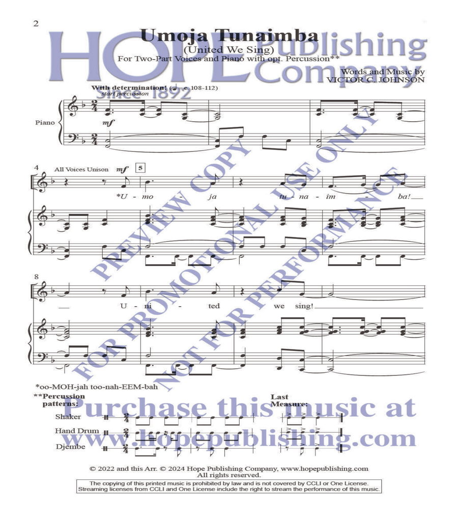 Umoja Tunaimba Umoja Tunaimba Choir scores gallery preview page 2