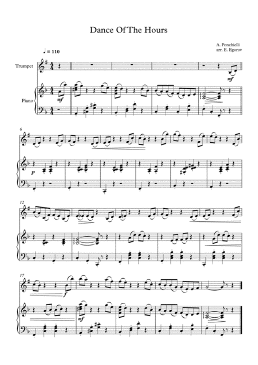 Dance Of The Hours, Amilcare Ponchielli, For Trumpet & Piano Trumpet Solo scores gallery preview page 1