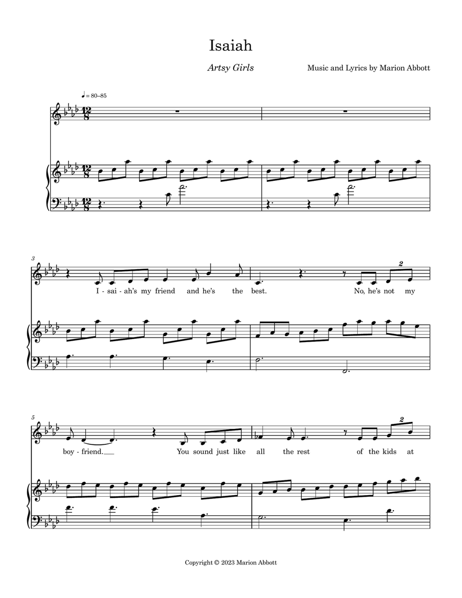 Isaiah - Artsy Girls Isaiah - Artsy Girls Voice scores gallery preview page 1