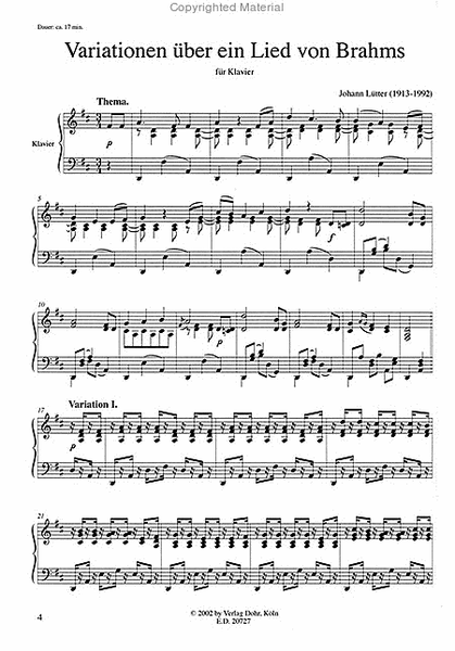 Variationen für Klavier (über ein Thema von Johannes Brahms und über ein eigenes Thema)