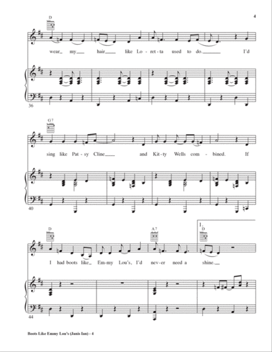 Boots Like Emmy Lou's Piano, Vocal, Guitar scores gallery preview page 4