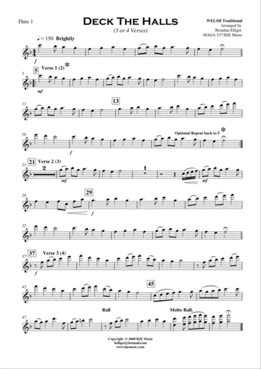 Deck The Halls - Concert Band with Optional Strings score and Parts PDF Concert Band scores gallery preview page 3
