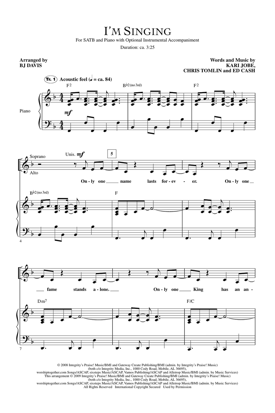 I'm Singing 4-Part scores gallery preview page 1