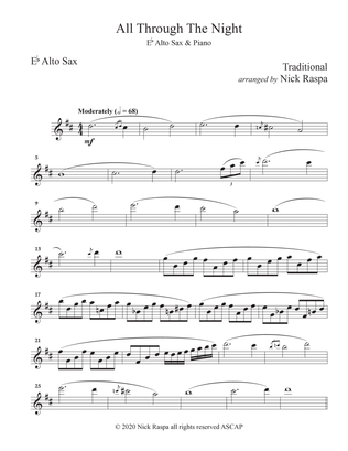 All Through The Night (Alto Sax & Piano) intermediate jazz - Alto Sax part