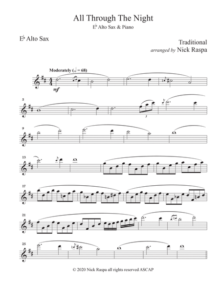 All Through The Night (Alto Sax & Piano) intermediate jazz - Alto Sax part image number null