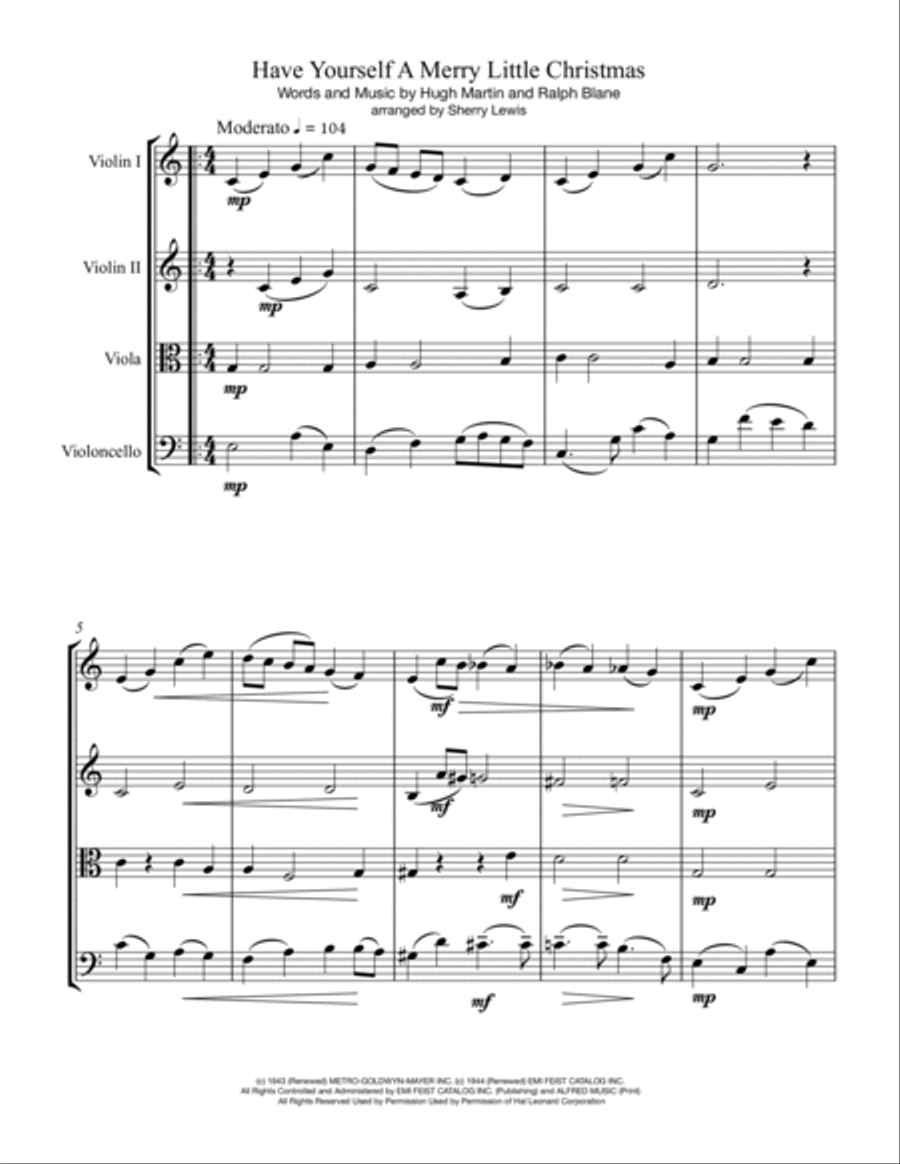 Have Yourself A Merry Little Christmas from MEET ME IN ST. LOUIS String Quartet scores gallery preview page 4