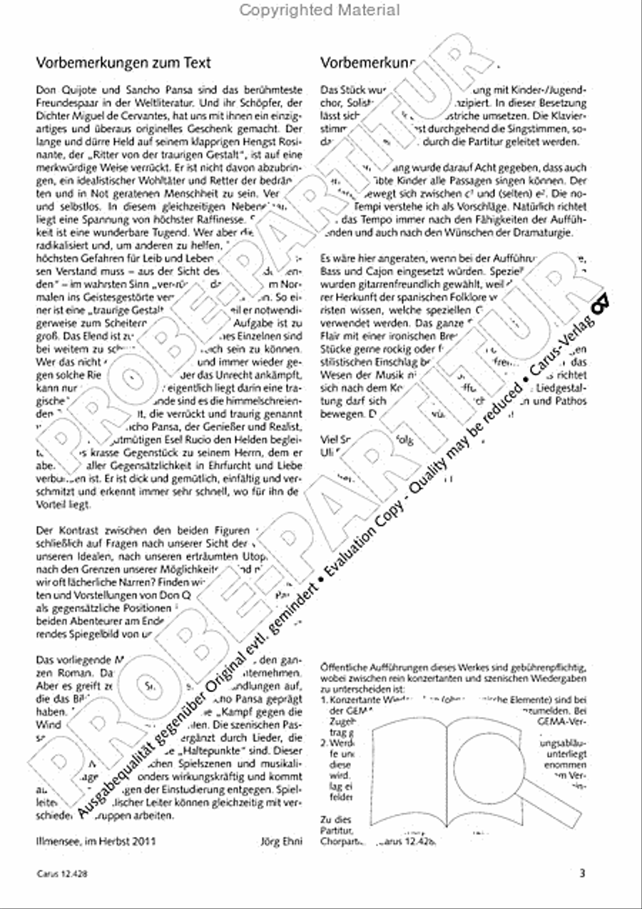 Die seltsamen Abenteuer von Don Quijote und Sancho Pansa Unison Choir scores gallery preview page 5
