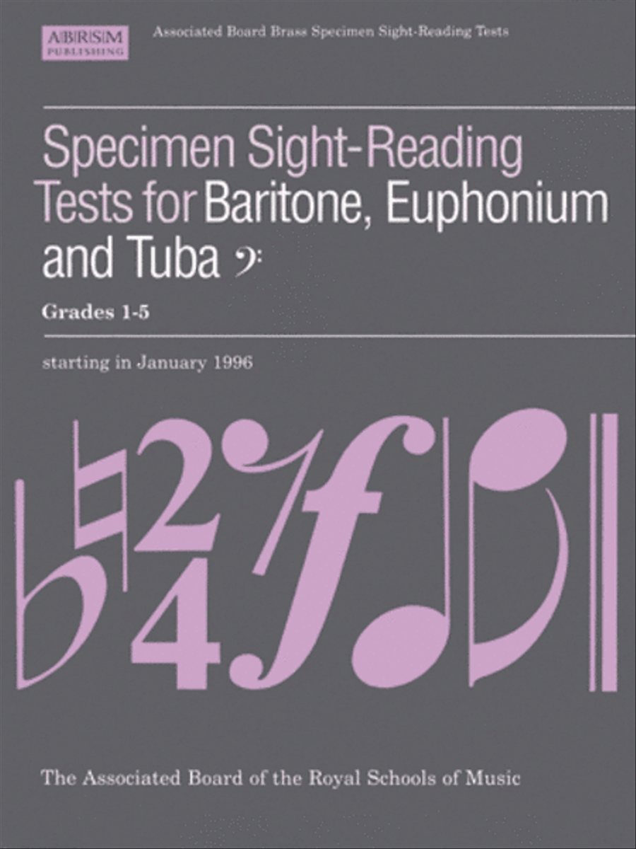 Specimen Sight-Reading Tests for Baritone, Euphonium and Tuba (Bass clef), Grades 1-5 Baritone Horn BC scores gallery preview page 1