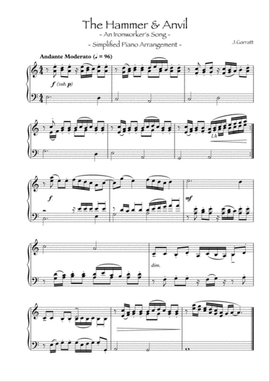 The Hammer & Anvil (Easy Piano Arrangement) Easy Piano scores gallery preview page 1