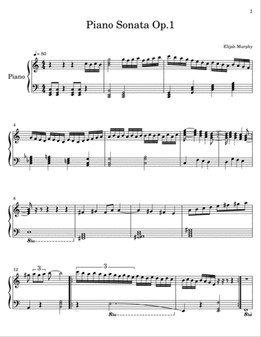 Klaviersonate op.1 Piano Solo scores gallery preview page 1