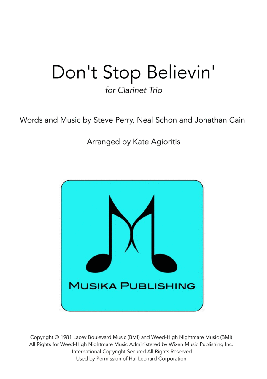 Don't Stop Believin' Clarinet Trio scores gallery preview page 1