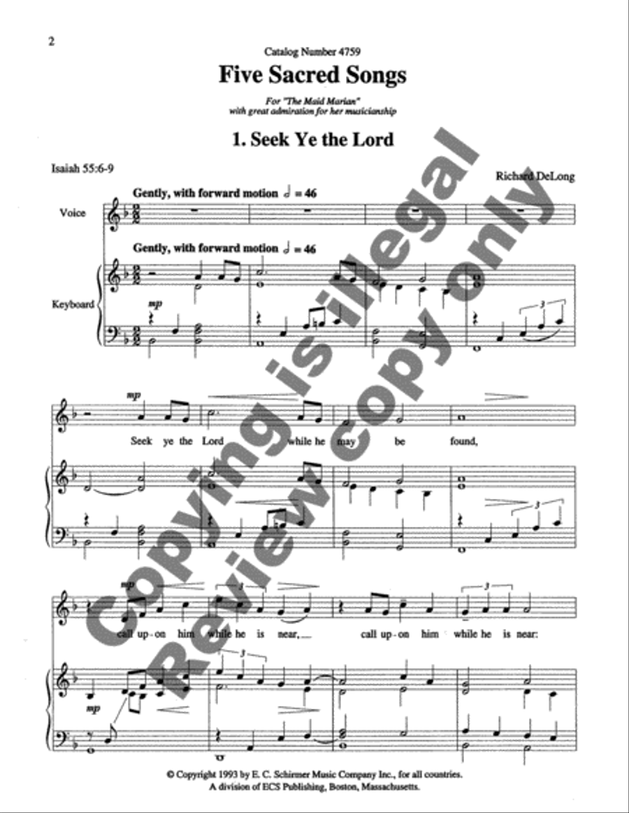 Five Sacred Songs Medium Voice scores gallery preview page 8