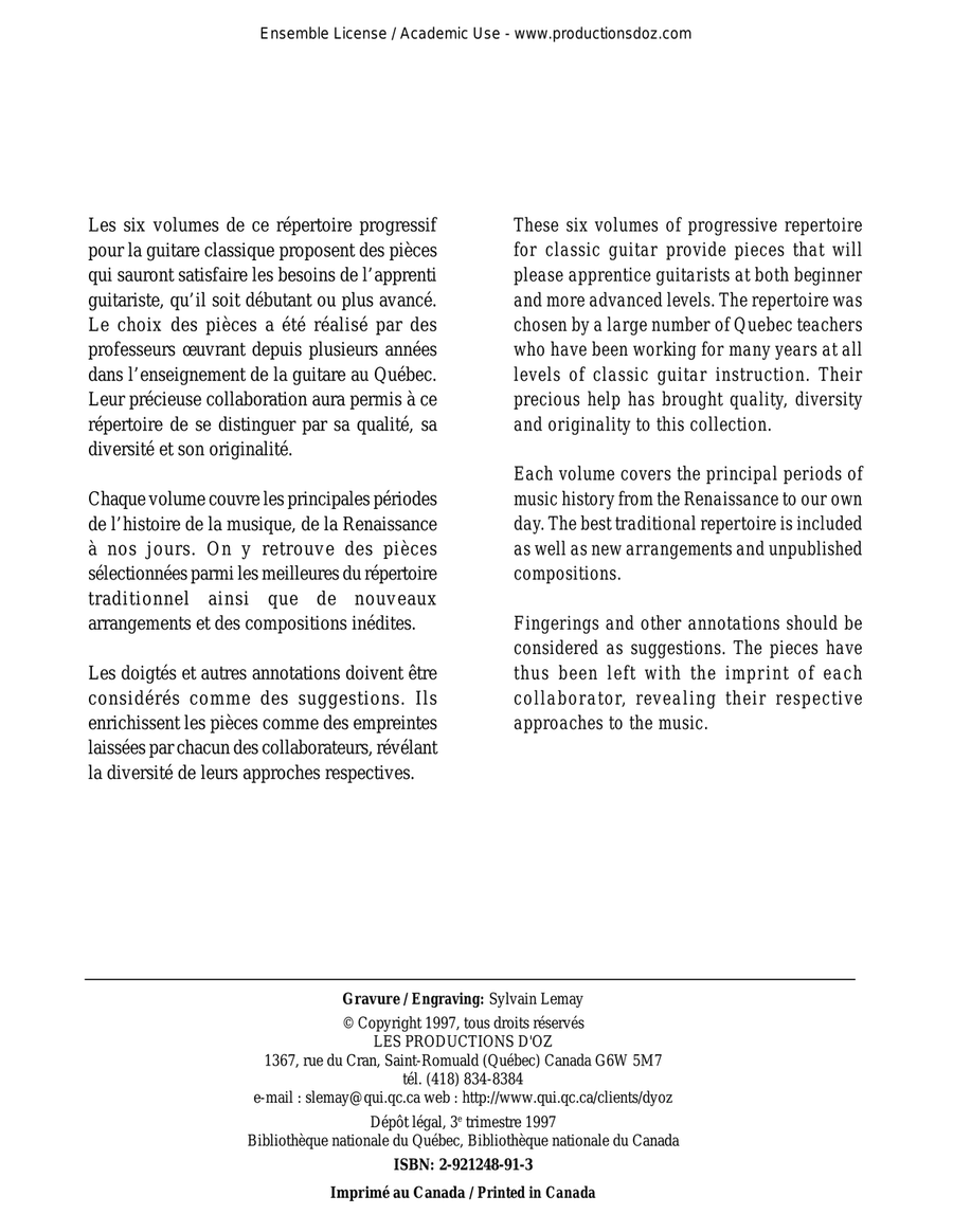 Répertoire progressif pour la guitare, vol. 6
