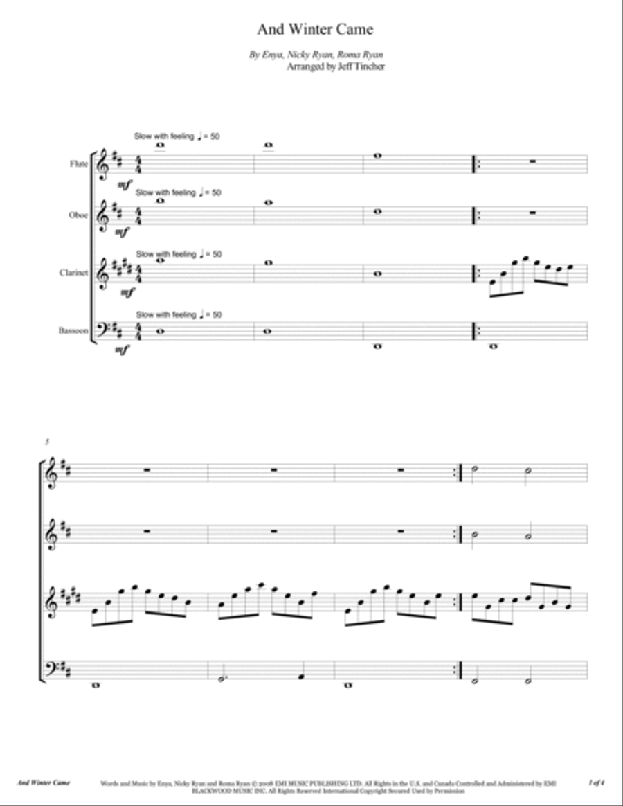 And Winter Came And Winter Came Woodwind Quartet scores gallery preview page 2