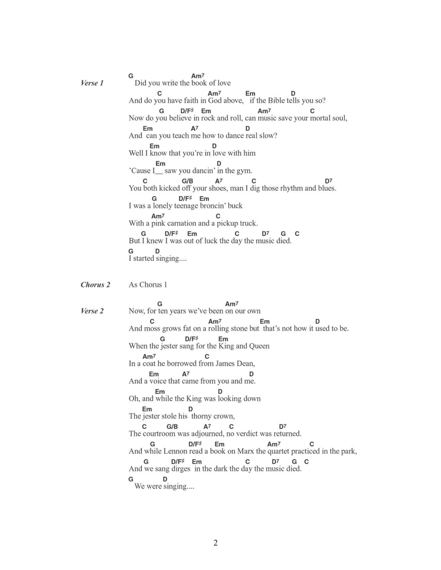 American Pie Acoustic Guitar scores gallery preview page 2