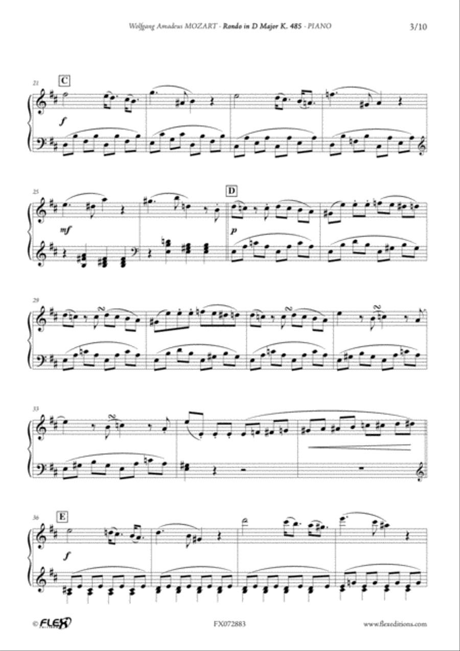 Rondo in D Major K. 485 Piano Solo scores gallery preview page 3