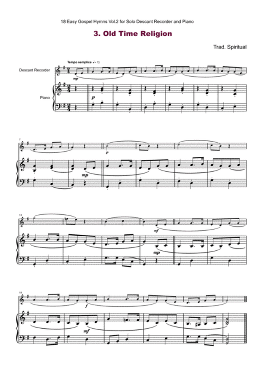 18 Gospel Hymns Vol.2 for Solo Descant Recorder and Piano