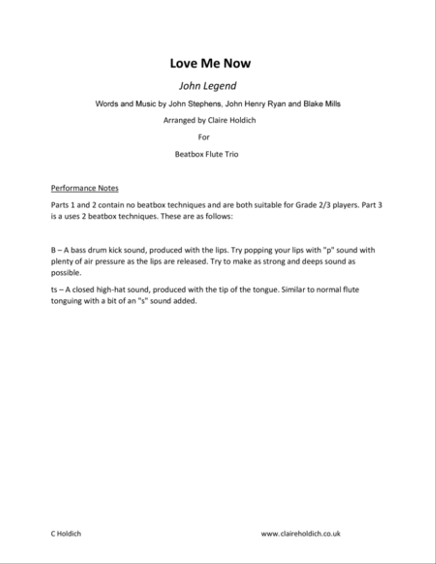 Love Me Now Woodwind Trio scores gallery preview page 1