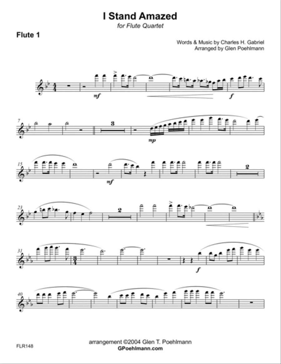 I STAND AMAZED - FLUTE QUARTET (unaccompanied) Flute Quartet scores gallery preview page 5