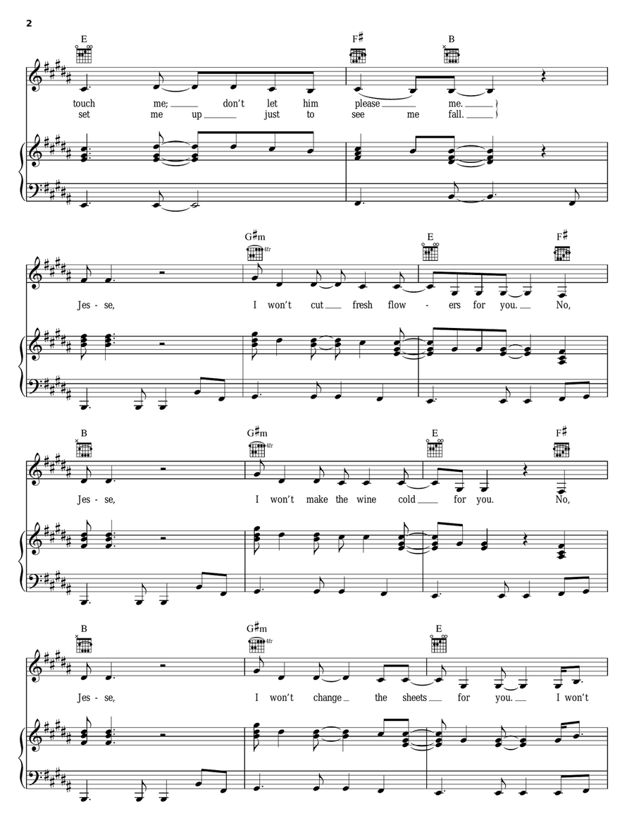 Jesse Jesse Piano, Vocal, Guitar scores gallery preview page 2