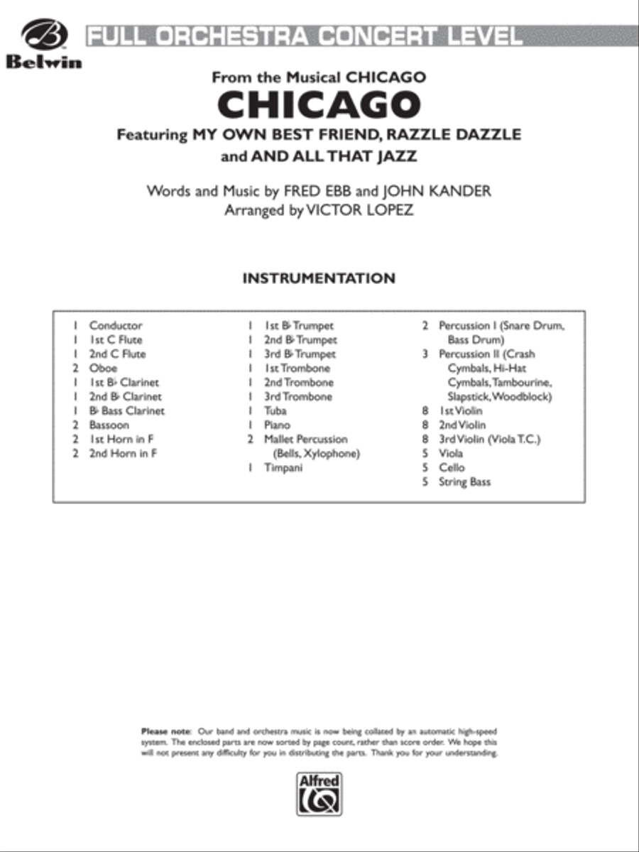 Chicago (from the musical Chicago): Score Full Orchestra scores gallery preview page 1